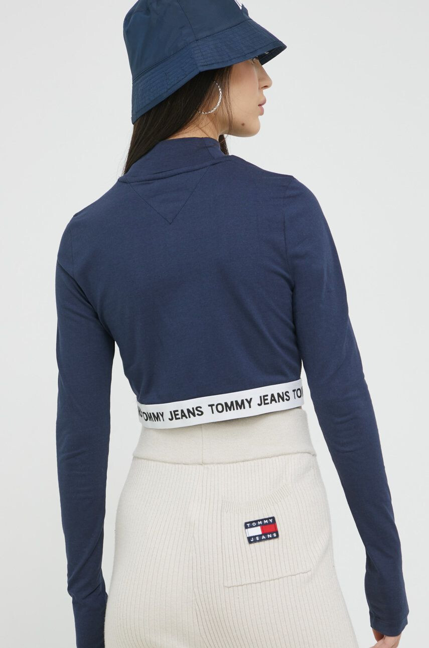 Tommy Jeans longsleeve femei culoarea albastru marin cu turtleneck - Pled.ro