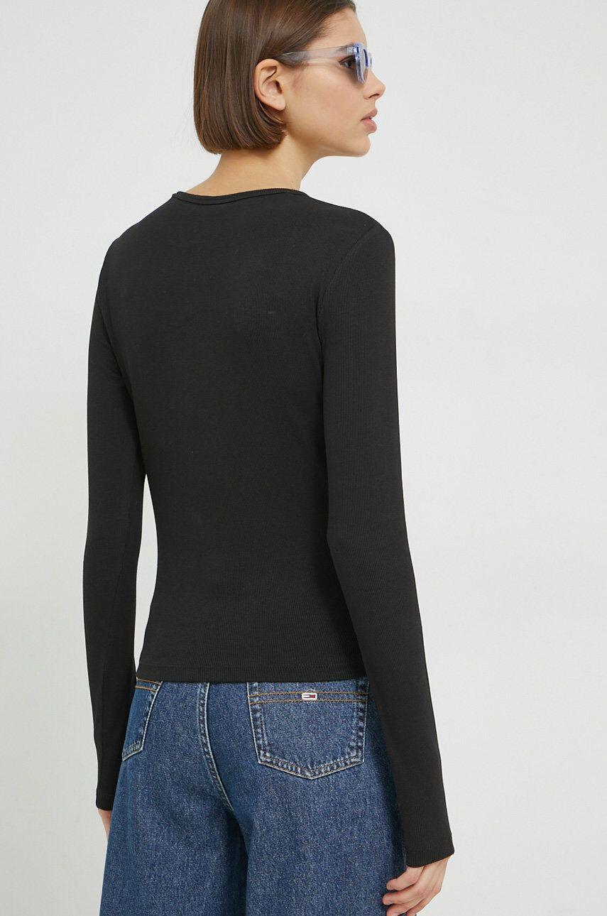 Tommy Jeans longsleeve femei culoarea negru - Pled.ro