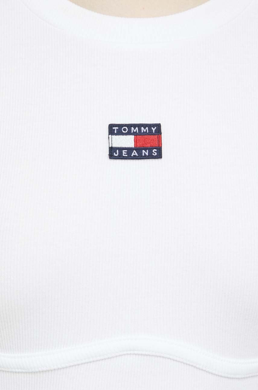 Tommy Jeans longsleeve femei culoarea alb - Pled.ro