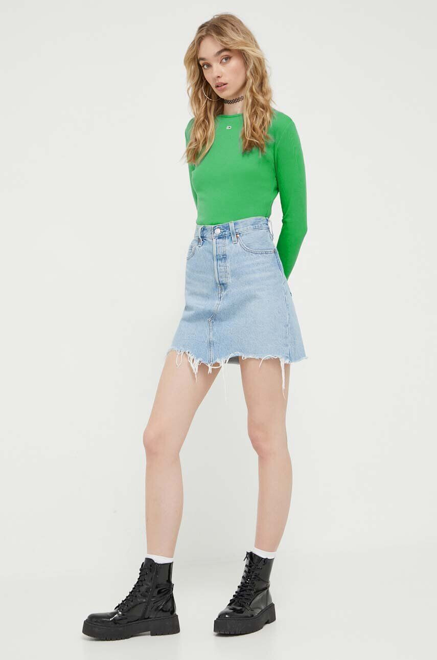 Tommy Jeans longsleeve femei culoarea verde - Pled.ro