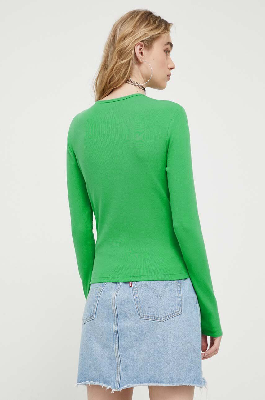 Tommy Jeans longsleeve femei culoarea verde - Pled.ro