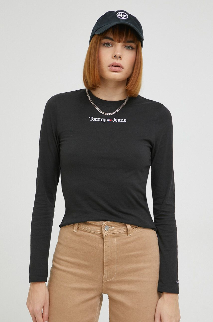 Tommy Jeans longsleeve din bumbac culoarea negru - Pled.ro