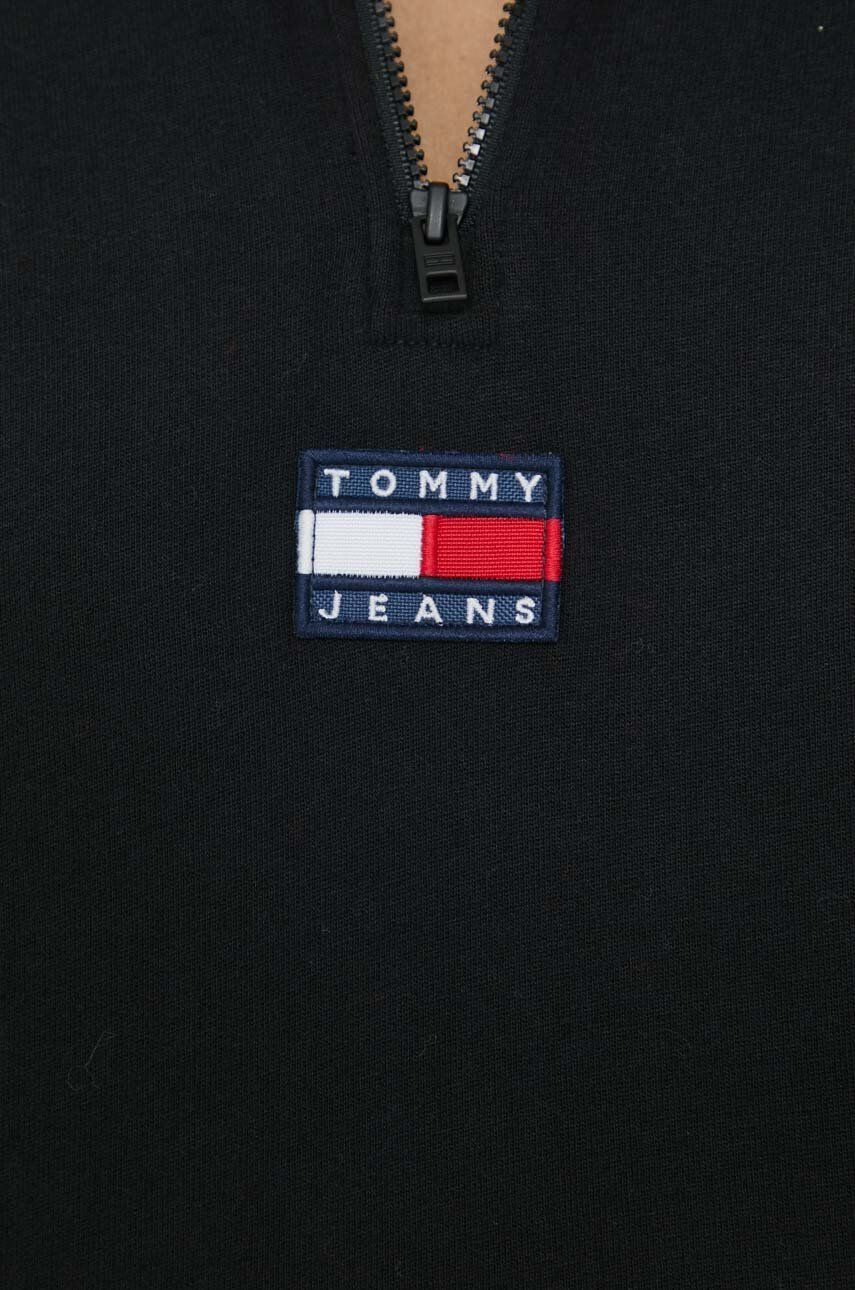 Tommy Jeans longsleeve din bumbac culoarea negru cu guler - Pled.ro