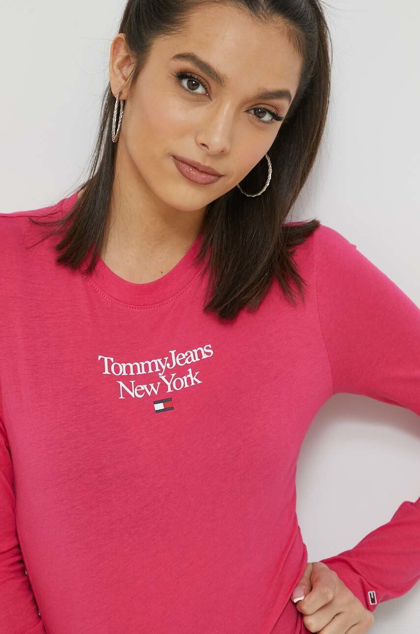 Tommy Jeans longsleeve din bumbac culoarea roz - Pled.ro