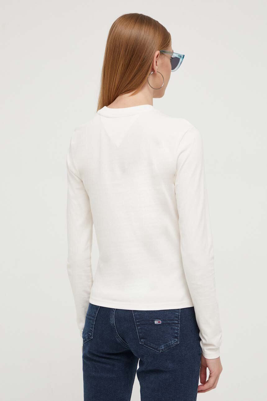 Tommy Jeans longsleeve din bumbac culoarea bej - Pled.ro