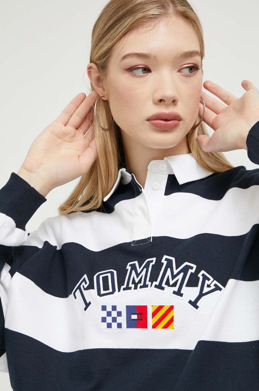 Tommy Jeans longsleeve din bumbac culoarea albastru marin - Pled.ro