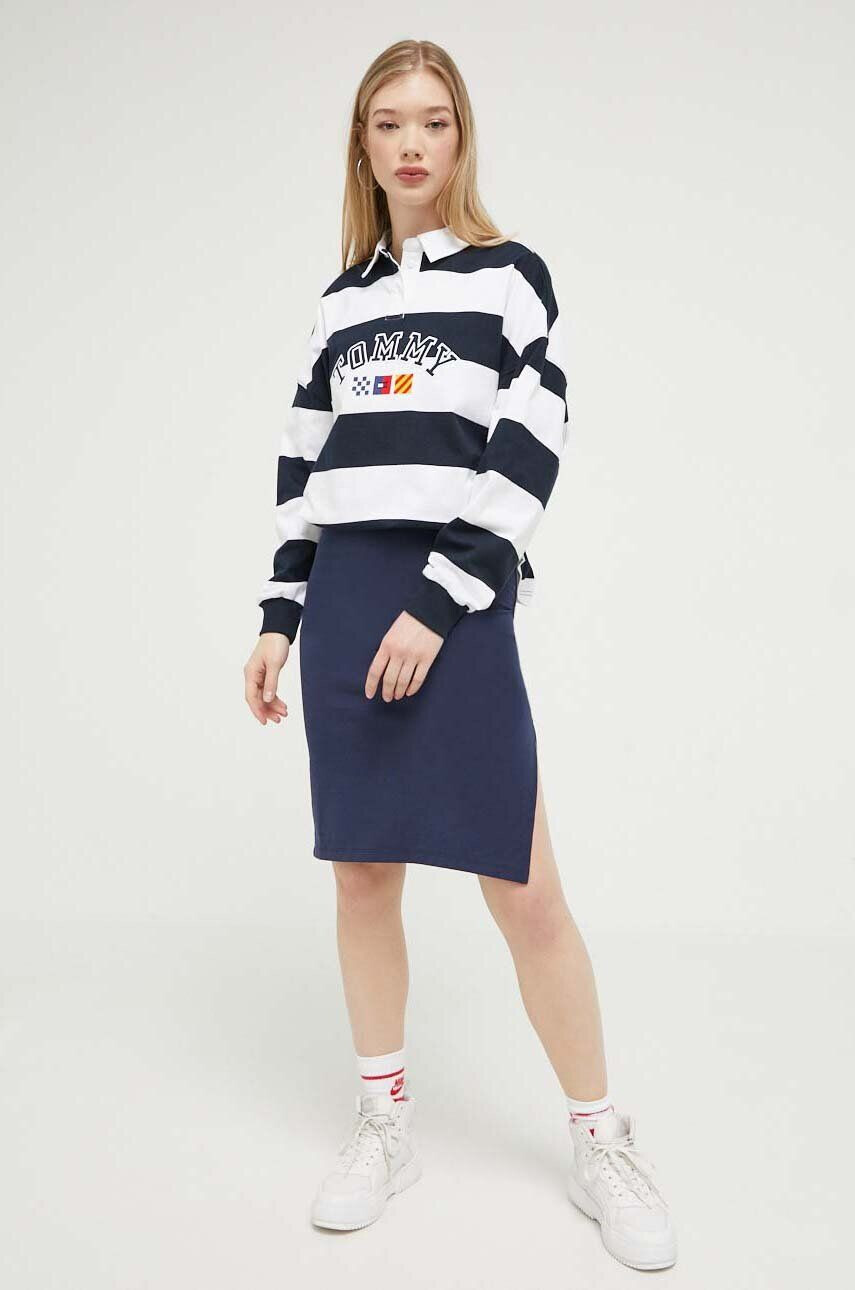 Tommy Jeans longsleeve din bumbac culoarea albastru marin - Pled.ro