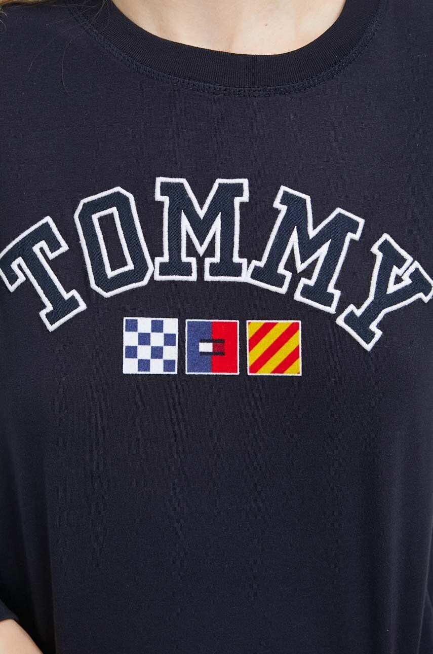 Tommy Jeans longsleeve din bumbac culoarea albastru marin - Pled.ro