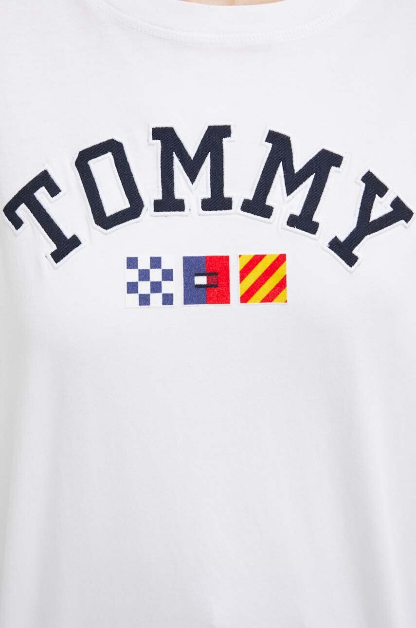 Tommy Jeans longsleeve din bumbac culoarea alb - Pled.ro