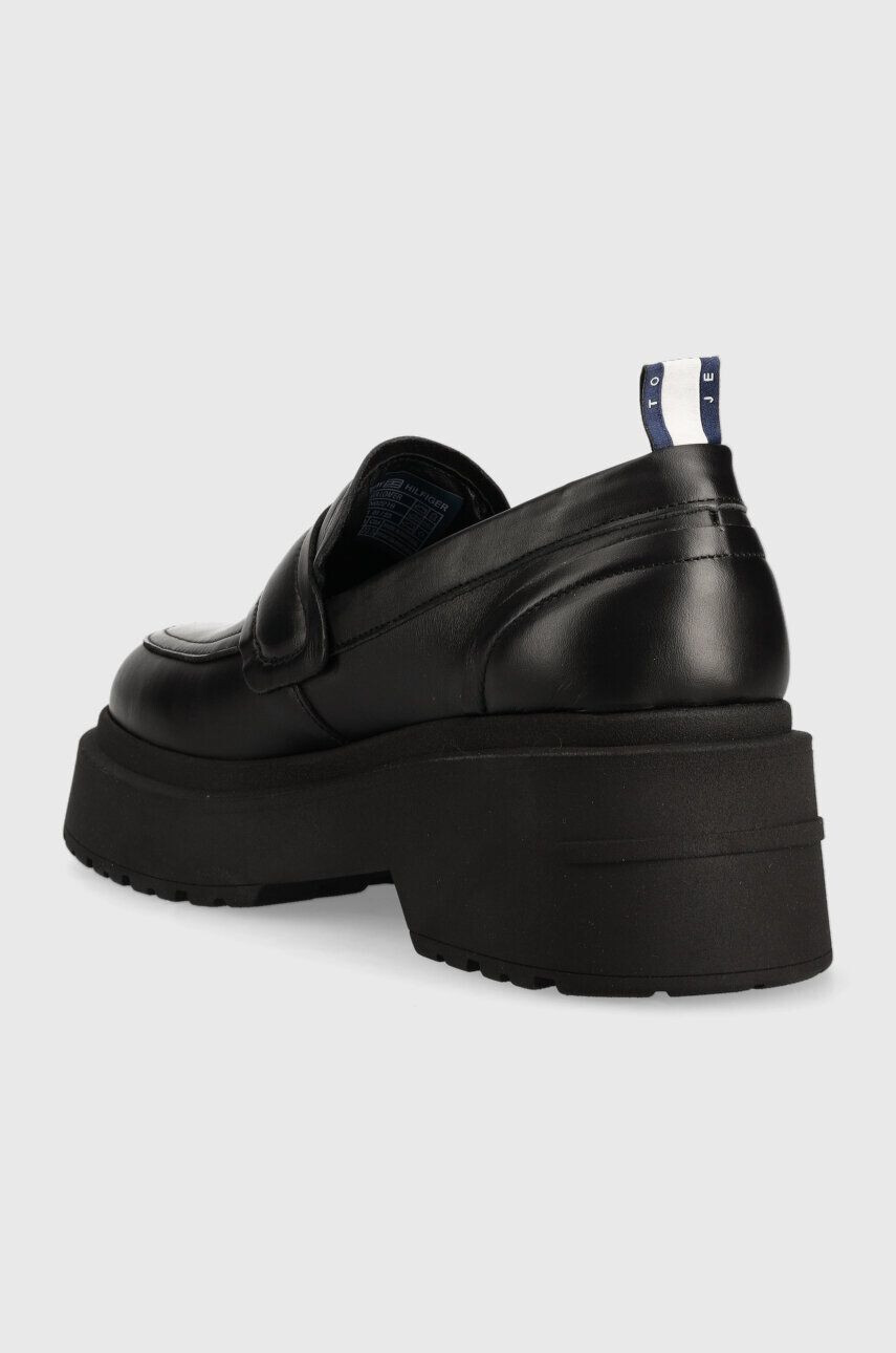 Tommy Jeans mocasini de piele TJW AVA LOAFER femei culoarea negru cu platforma EN0EN02218 - Pled.ro