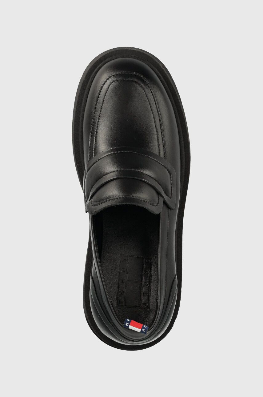 Tommy Jeans mocasini de piele TJW AVA LOAFER femei culoarea negru cu platforma EN0EN02218 - Pled.ro