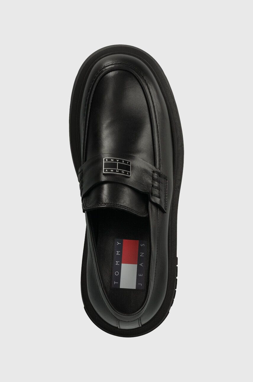 Tommy Jeans mocasini de piele TJW CHUNKY LOAFER femei culoarea negru cu platforma EN0EN02320 - Pled.ro