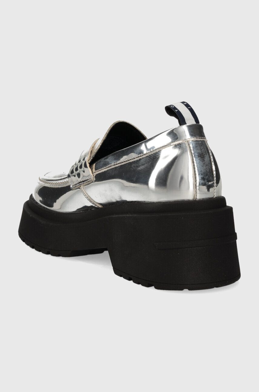 Tommy Jeans mocasini TJW CHUNKY LOAFER METALLIC femei culoarea argintiu cu platforma EN0EN02321 - Pled.ro