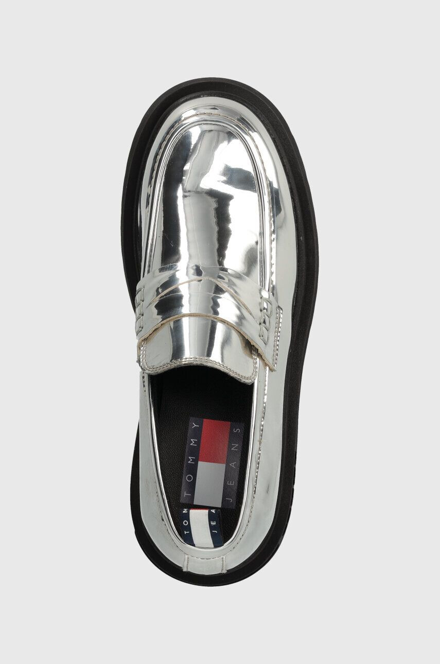 Tommy Jeans mocasini TJW CHUNKY LOAFER METALLIC femei culoarea argintiu cu platforma EN0EN02321 - Pled.ro