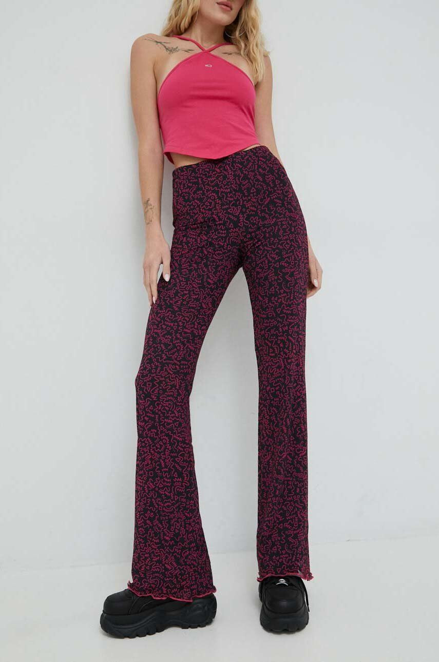 Tommy Jeans pantaloni femei culoarea roz mulata high waist - Pled.ro