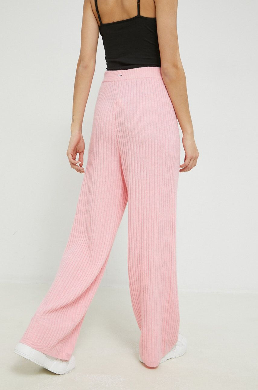 Tommy Jeans pantaloni femei culoarea roz lat high waist - Pled.ro