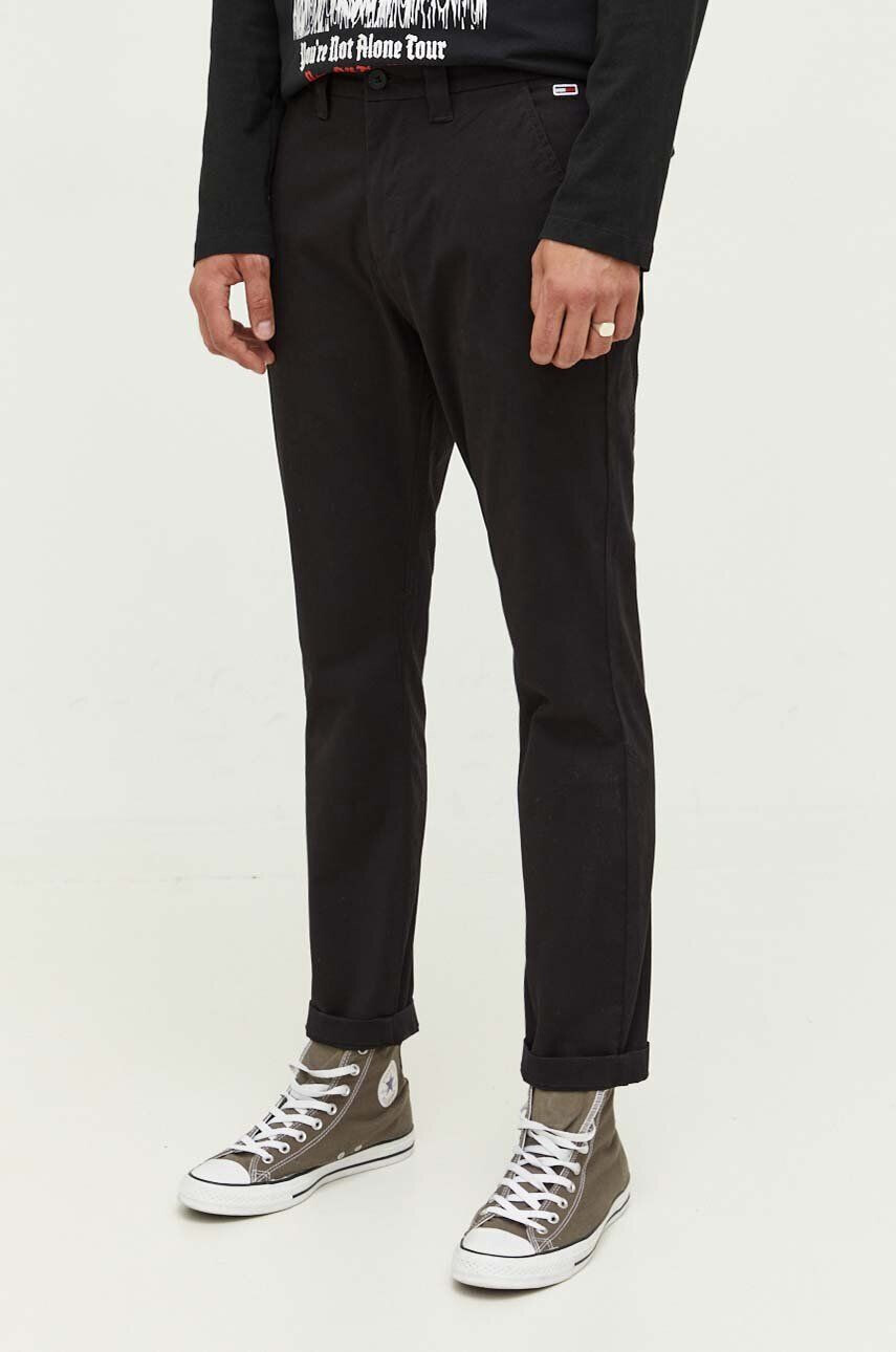 Tommy Jeans pantaloni barbati culoarea negru cu fason chinos - Pled.ro