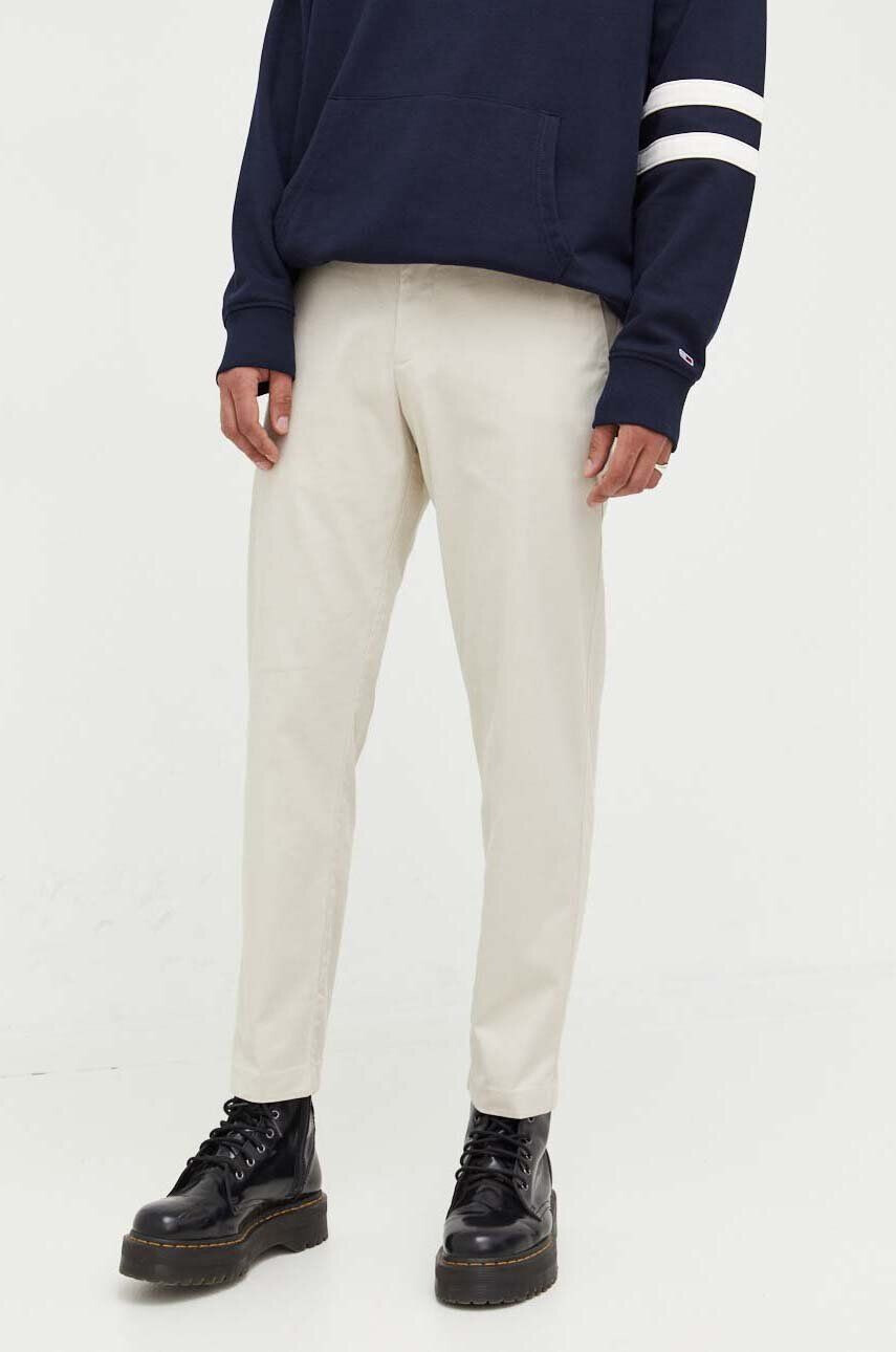 Tommy Jeans pantaloni barbati culoarea bej cu fason chinos - Pled.ro