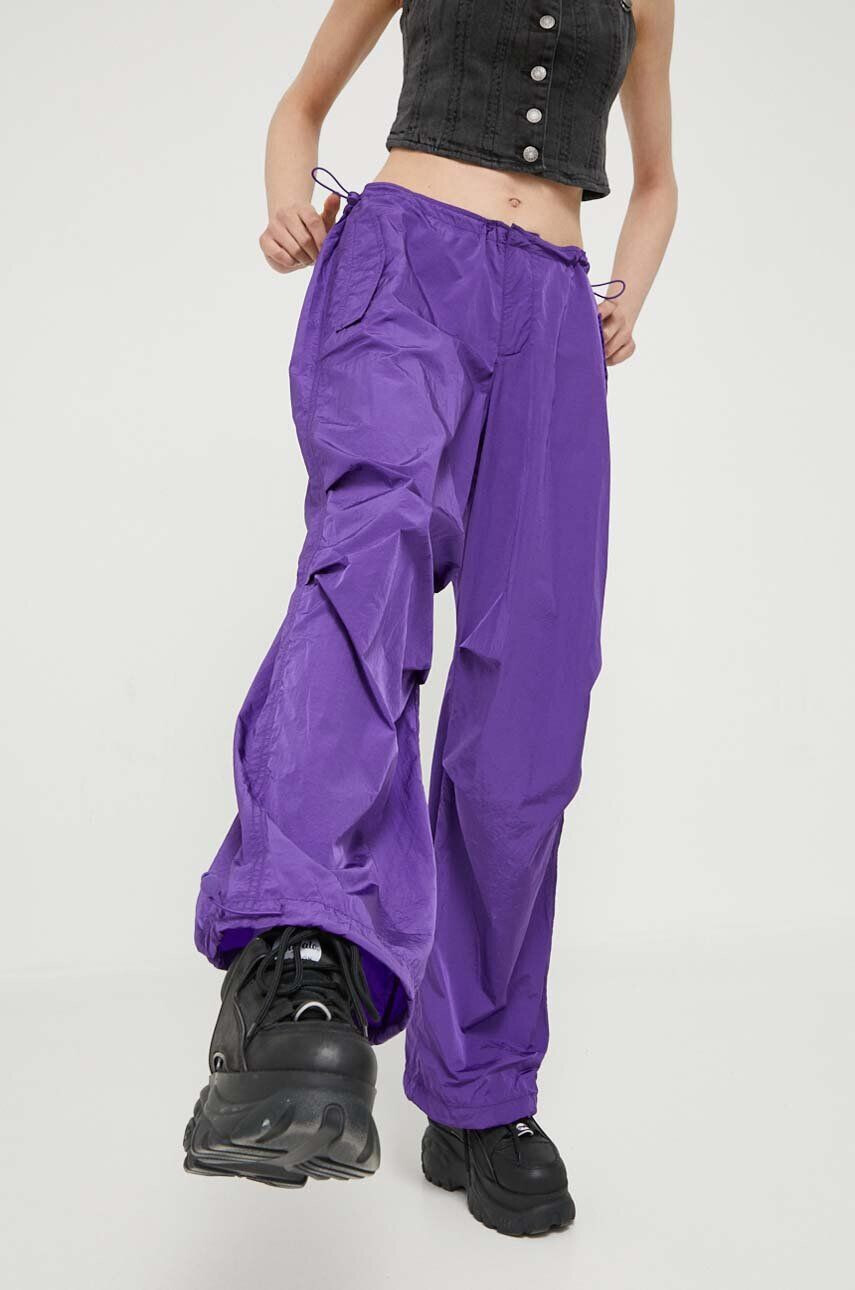 Tommy Jeans pantaloni femei culoarea violet lat medium waist - Pled.ro