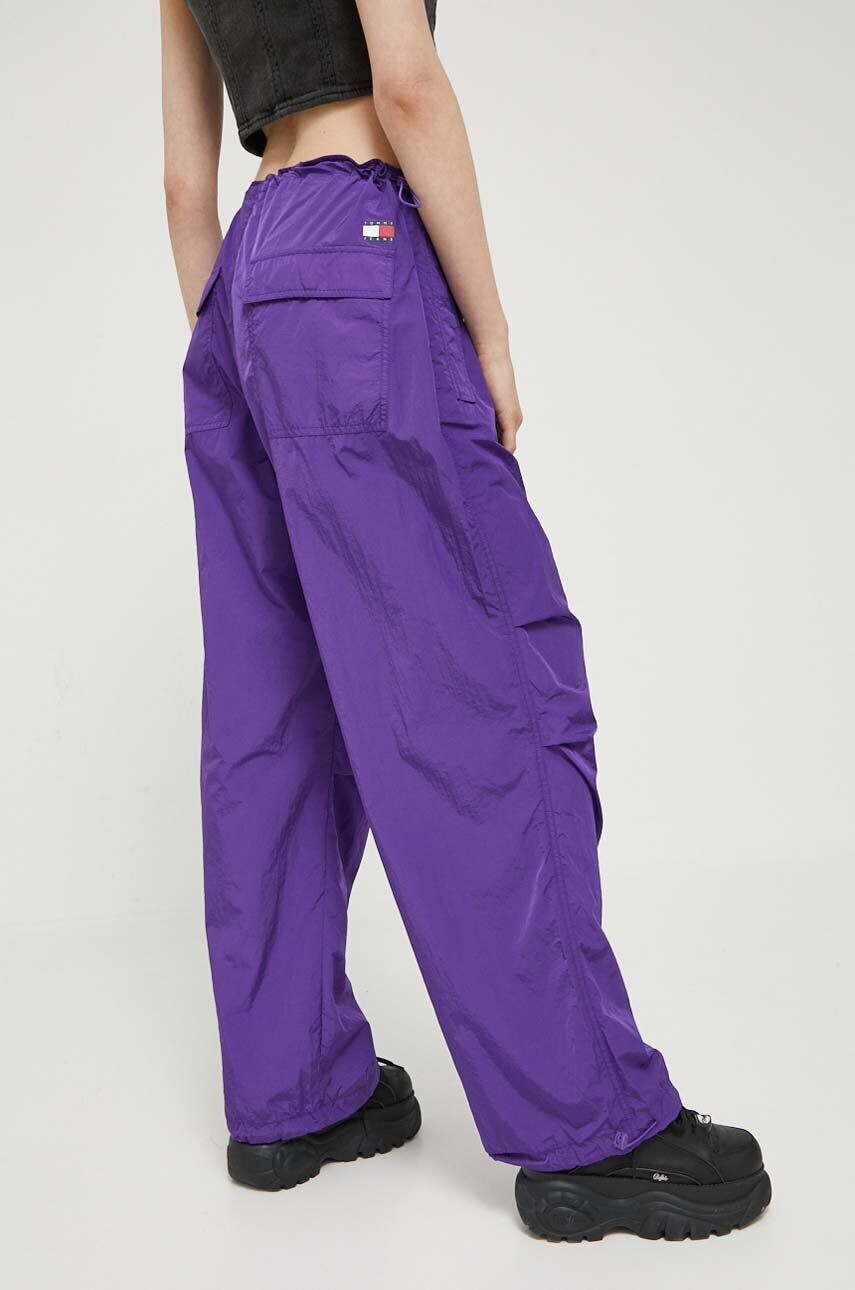 Tommy Jeans pantaloni femei culoarea violet lat medium waist - Pled.ro