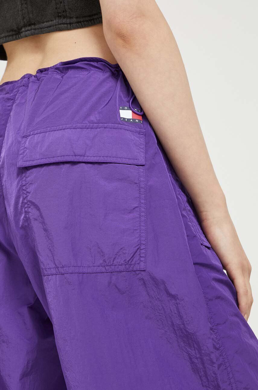 Tommy Jeans pantaloni femei culoarea violet lat medium waist - Pled.ro