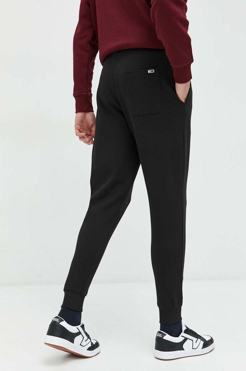 Tommy Jeans pantaloni de trening din bumbac barbati culoarea negru cu imprimeu - Pled.ro