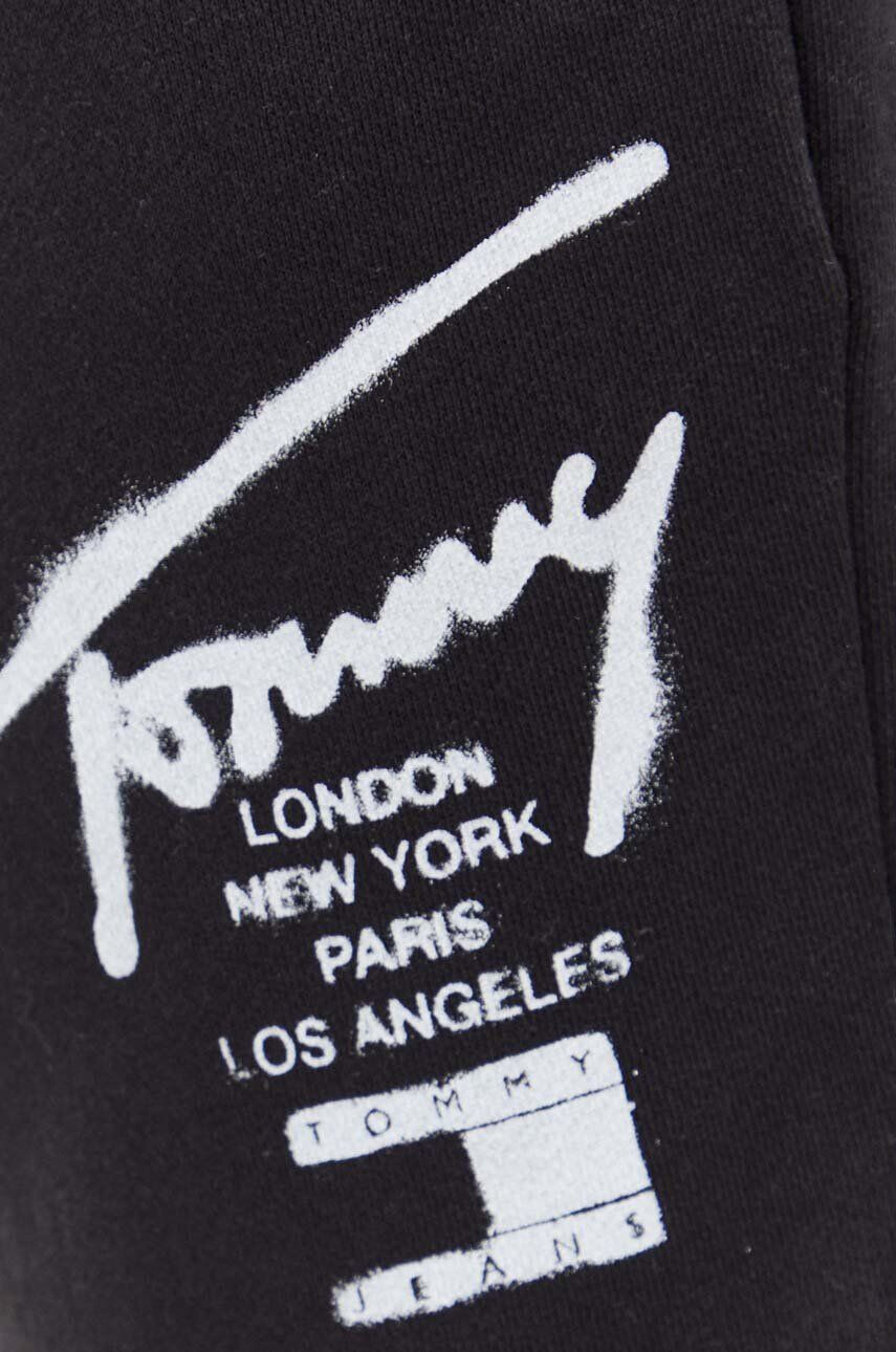 Tommy Jeans pantaloni de trening din bumbac culoarea negru cu imprimeu - Pled.ro