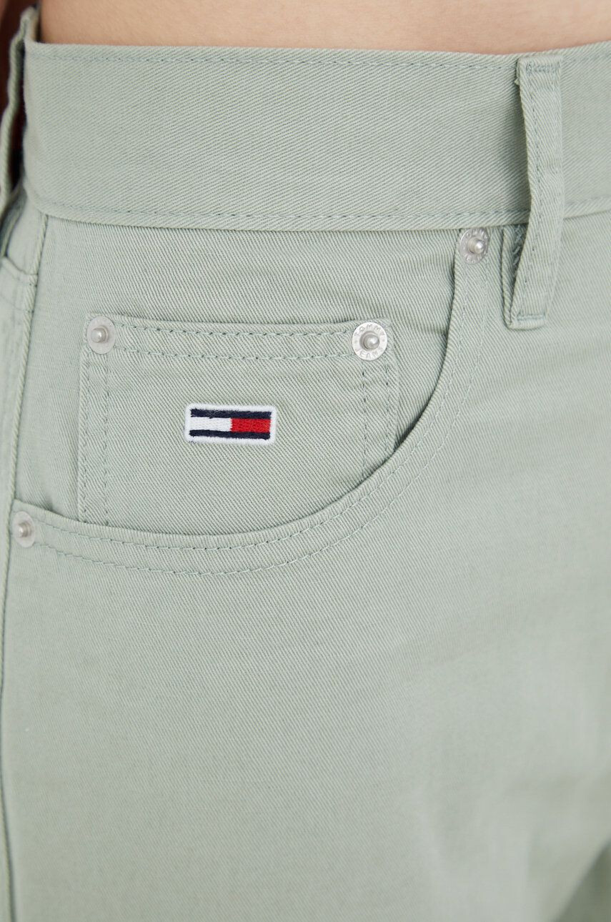 Tommy Jeans pantaloni din amestec de in Betsy femei culoarea verde lat high waist - Pled.ro