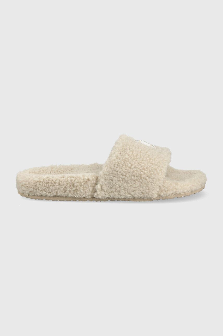 Tommy Jeans papuci de casa Warm Slipper culoarea bej - Pled.ro