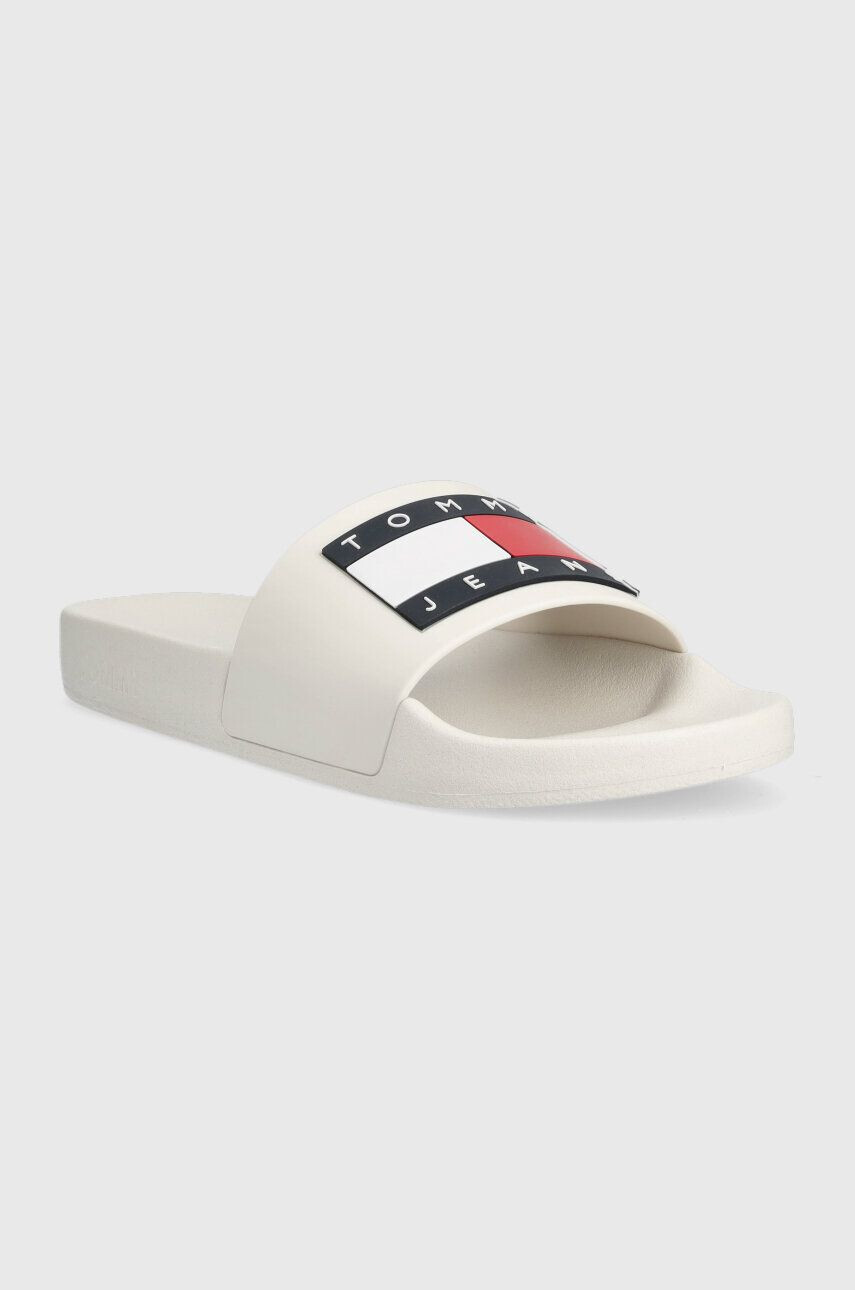 Tommy Jeans papuci FLAG POOL SLD ESS femei culoarea alb EN0EN02115 - Pled.ro