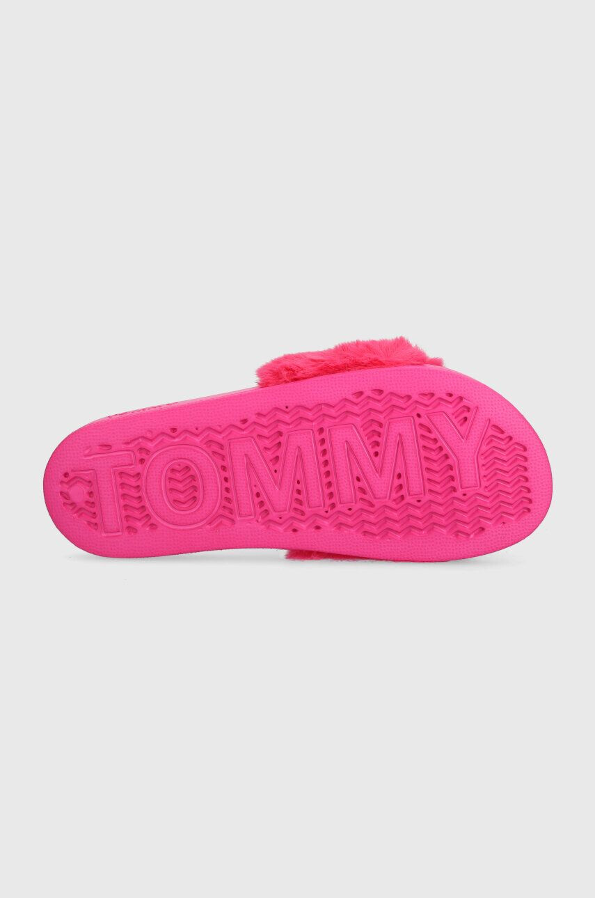 Tommy Jeans papuci TJW FUR POOL SLIDE femei culoarea roz EN0EN02410 - Pled.ro