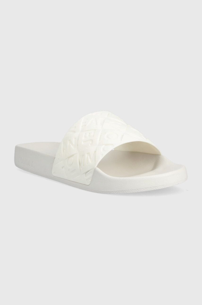 Tommy Jeans papuci Woven Poolslide femei culoarea alb - Pled.ro