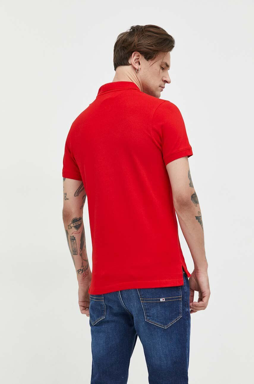 Tommy Jeans polo de bumbac culoarea rosu neted - Pled.ro