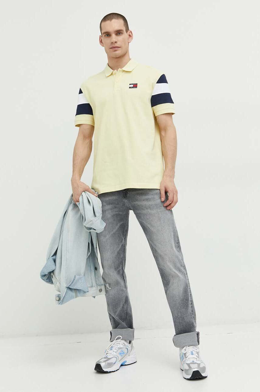 Tommy Jeans polo de bumbac culoarea albastru marin neted - Pled.ro