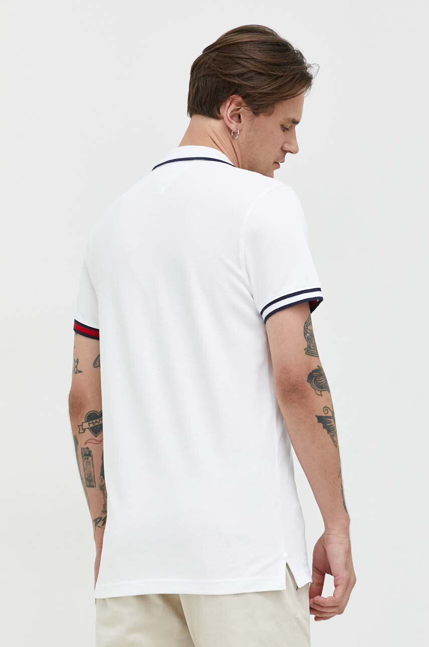 Tommy Jeans polo de bumbac culoarea alb neted - Pled.ro