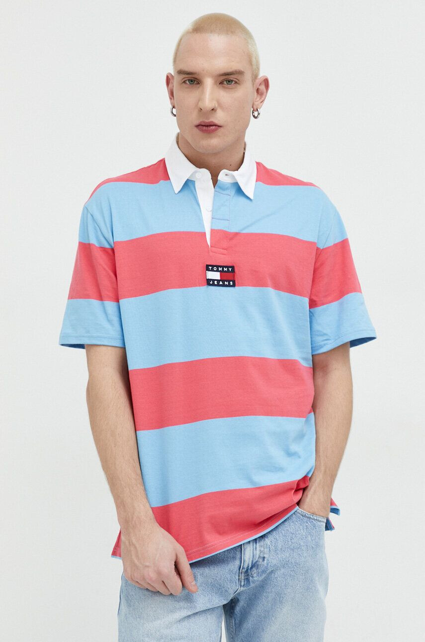 Tommy Jeans polo de bumbac culoarea roz modelator - Pled.ro