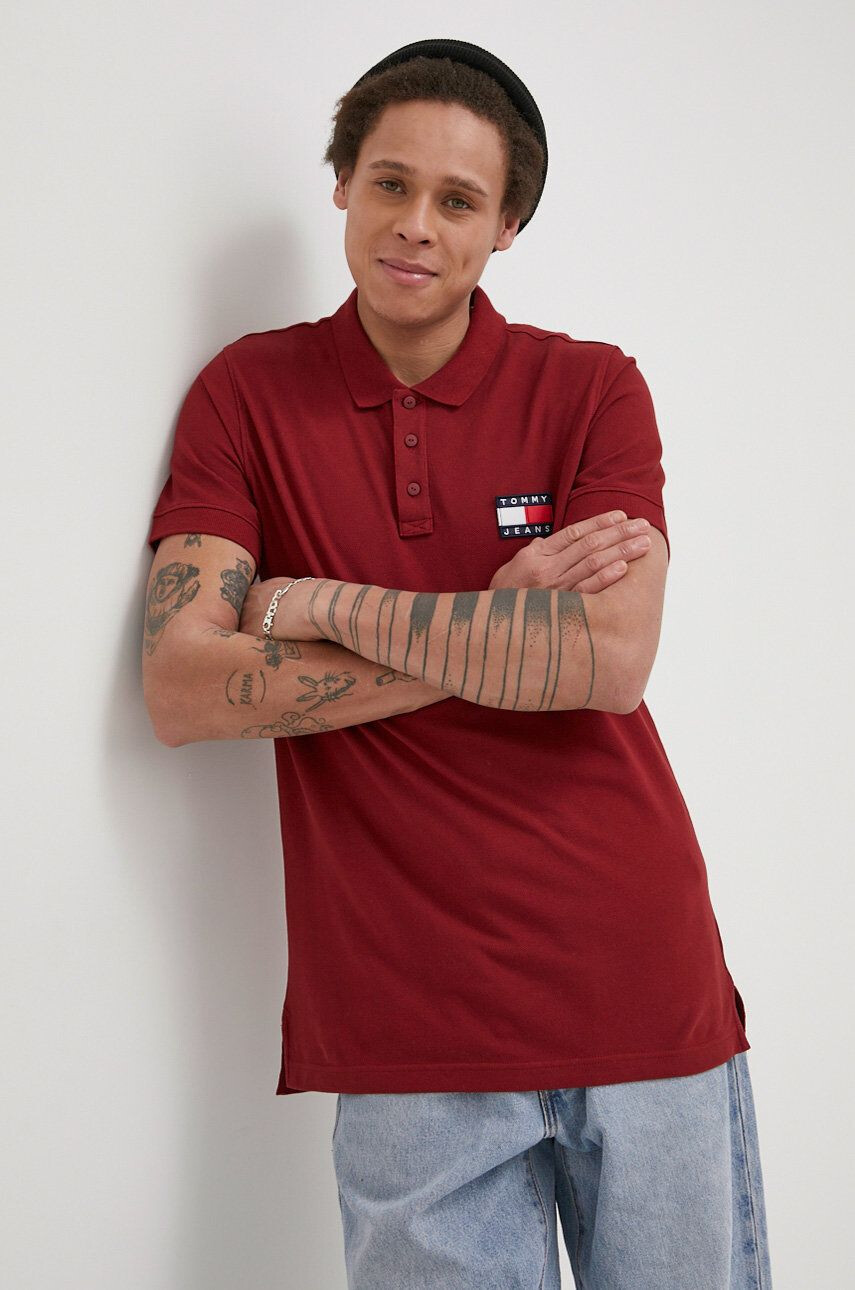 Tommy Jeans polo de bumbac culoarea negru modelator - Pled.ro