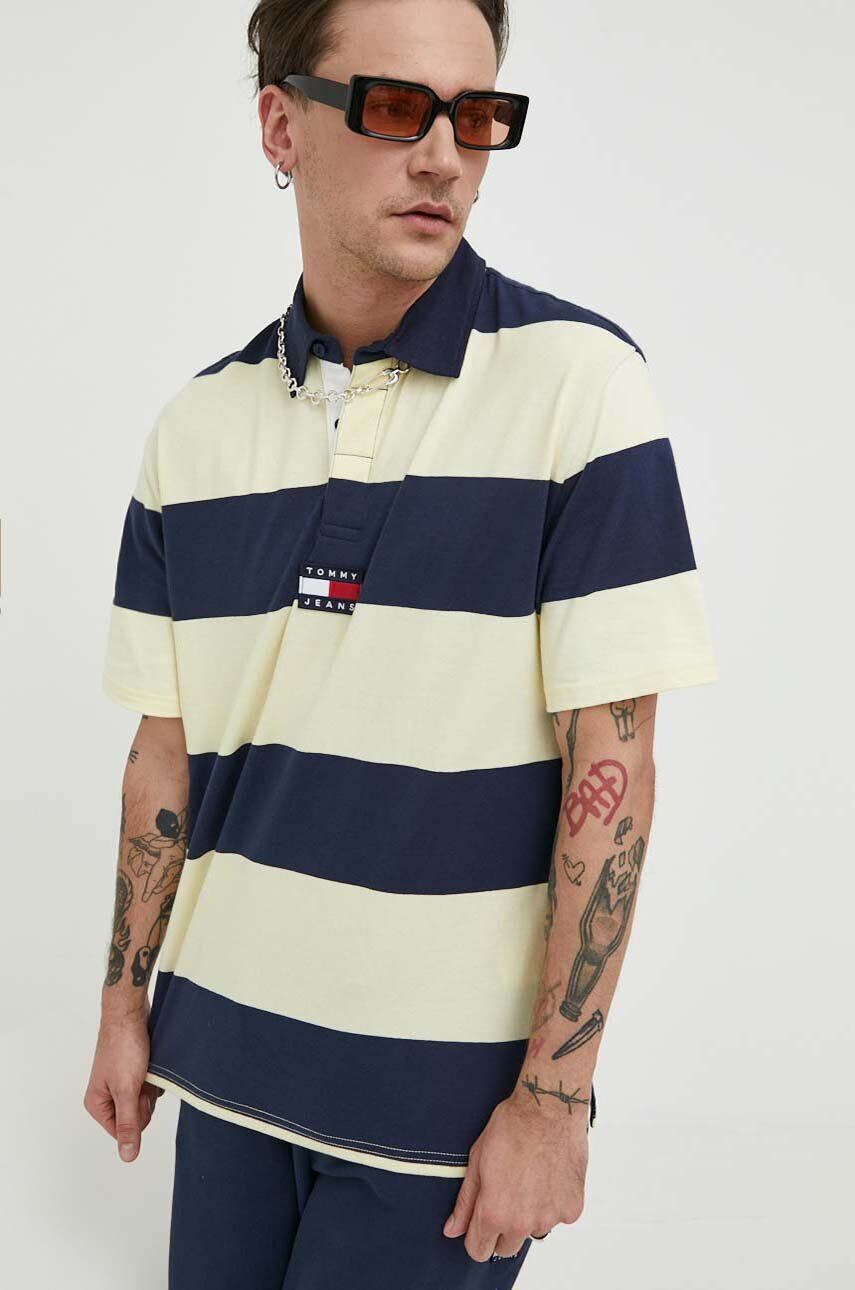 Tommy Jeans polo de bumbac culoarea galben modelator - Pled.ro