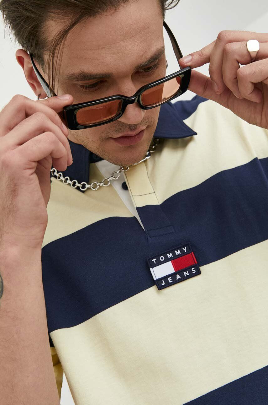 Tommy Jeans polo de bumbac culoarea galben modelator - Pled.ro