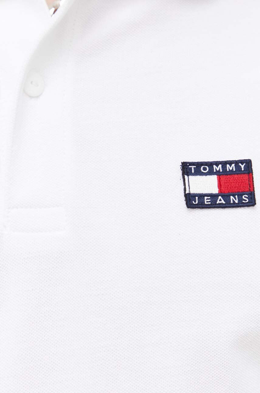 Tommy Jeans polo de bumbac culoarea alb modelator - Pled.ro