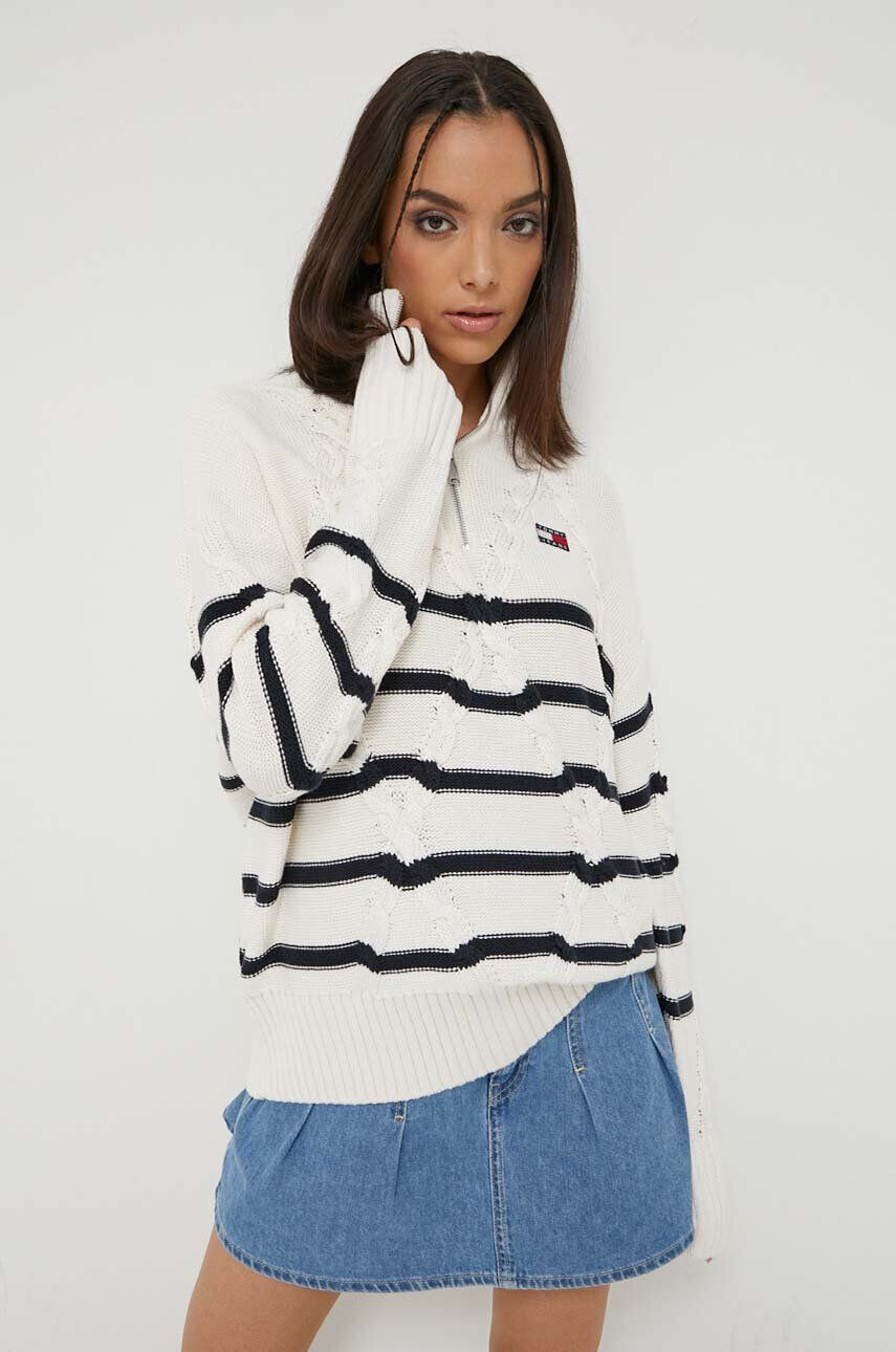 Tommy Jeans pulover femei culoarea bej - Pled.ro