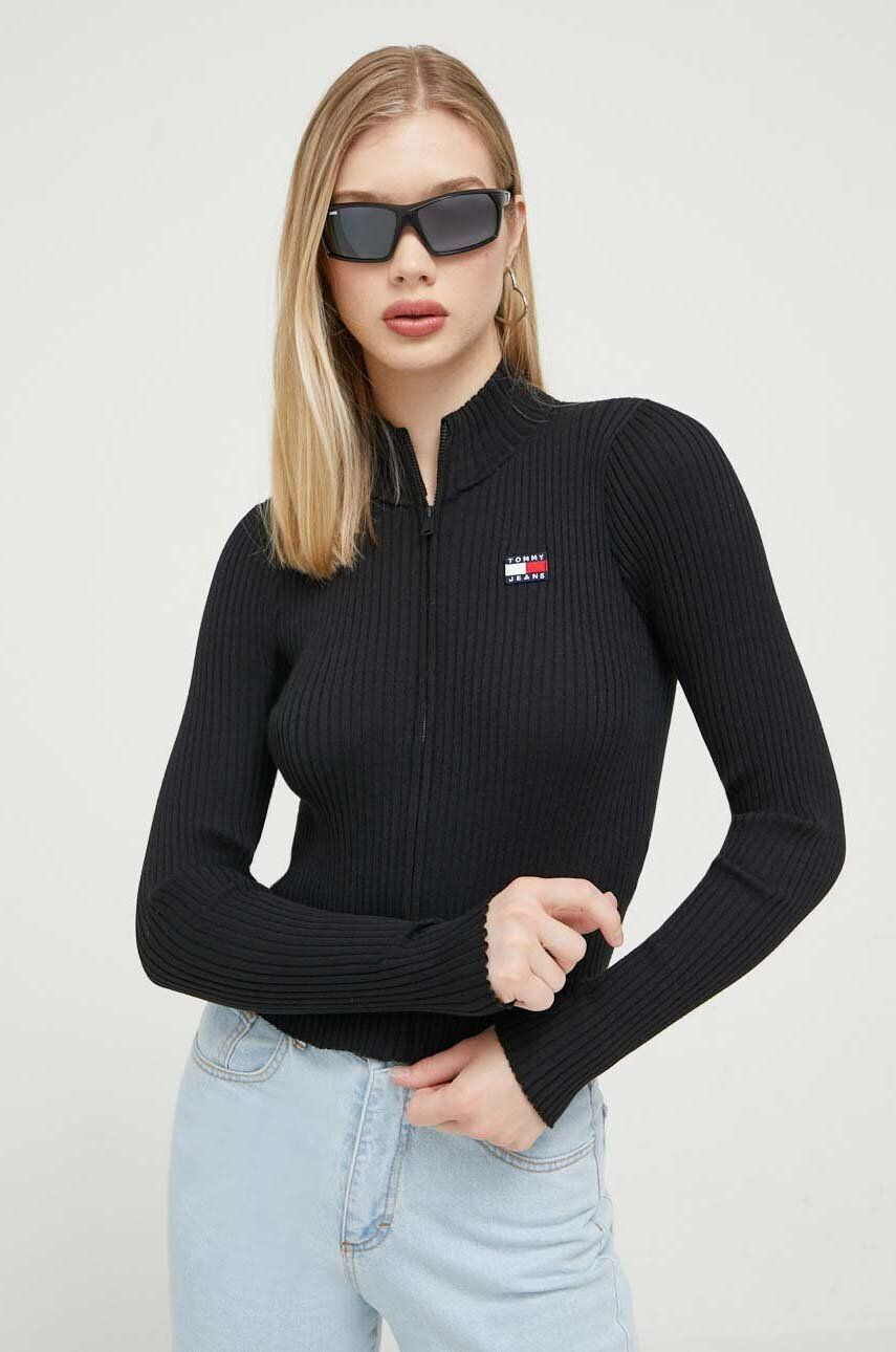 Tommy Jeans pulover femei culoarea negru light - Pled.ro