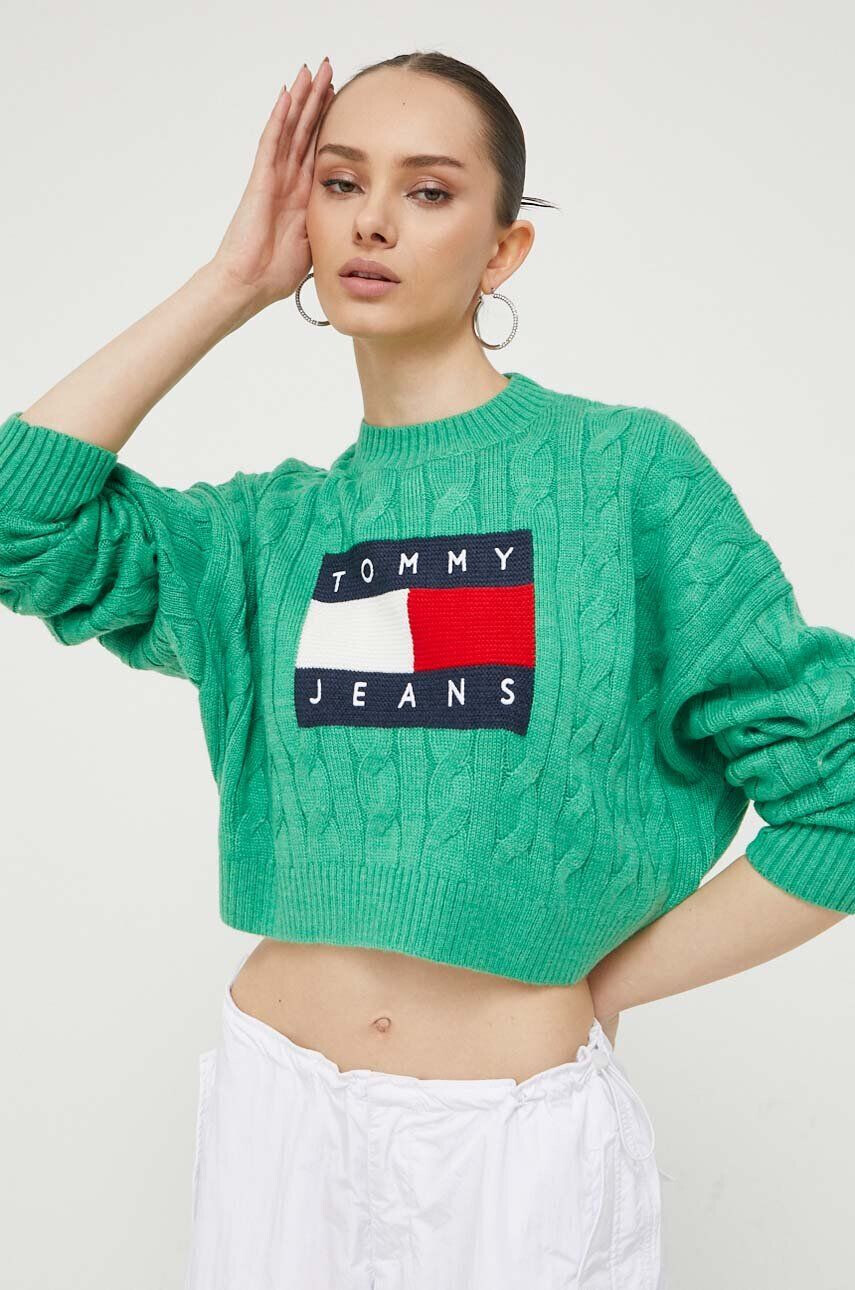 Tommy Jeans pulover femei culoarea bej light - Pled.ro