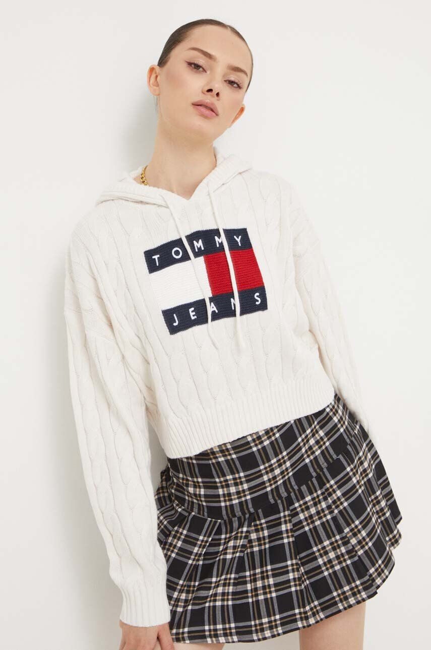 Tommy Jeans pulover femei culoarea bej - Pled.ro