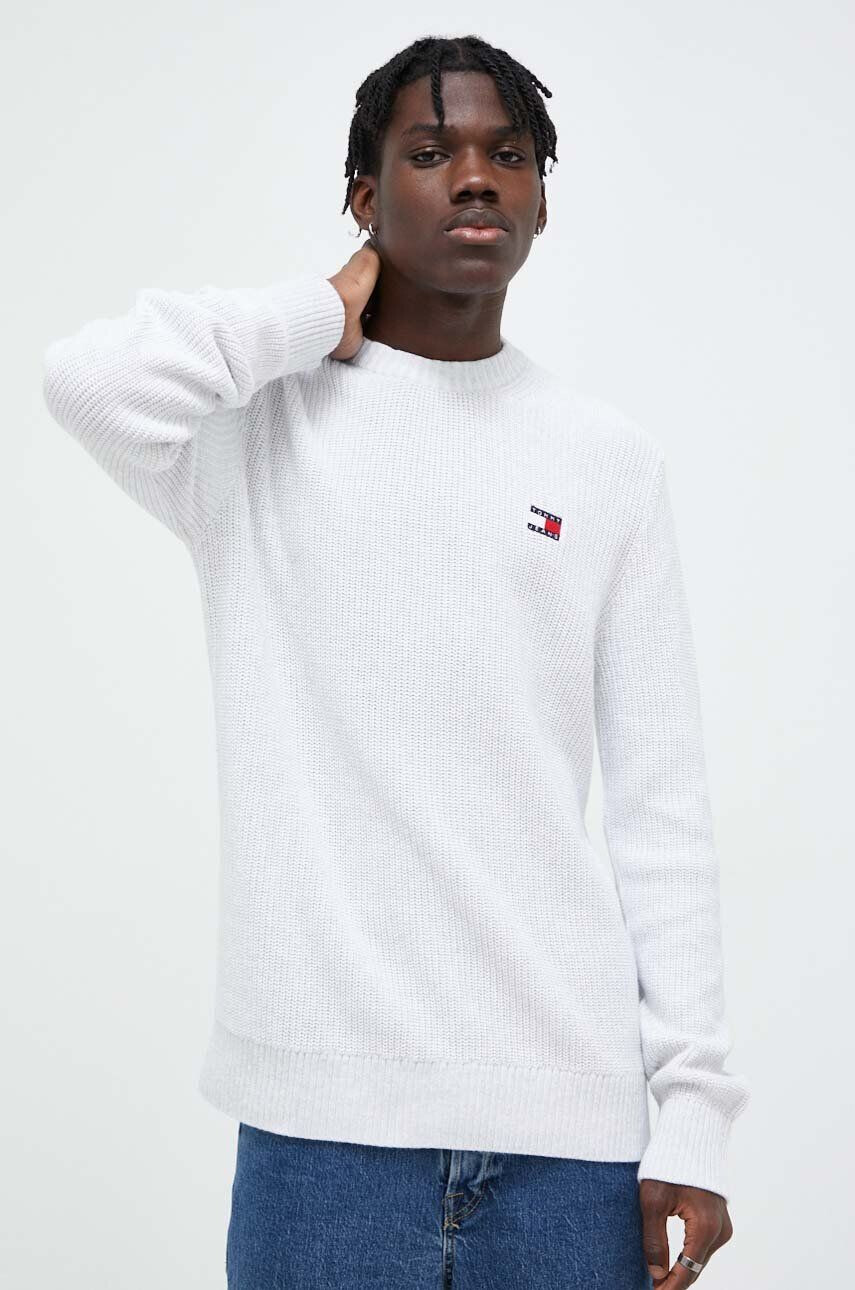 Tommy Jeans pulover de bumbac culoarea albastru marin cu turtleneck - Pled.ro