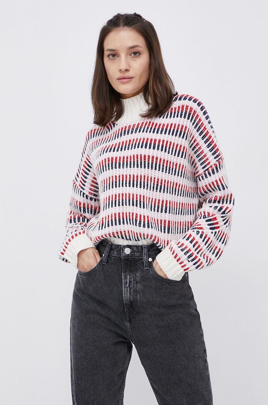 Tommy Jeans Pulover din amestec de lână femei calduros cu turtleneck - Pled.ro