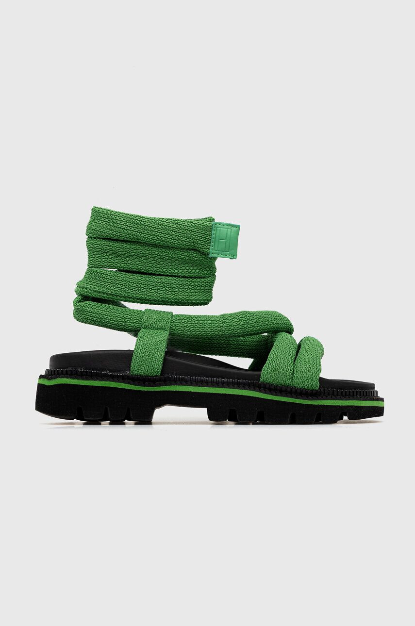 Tommy Jeans sandale CHUNKY SANDAL femei culoarea verde cu platforma EN0EN02073 - Pled.ro