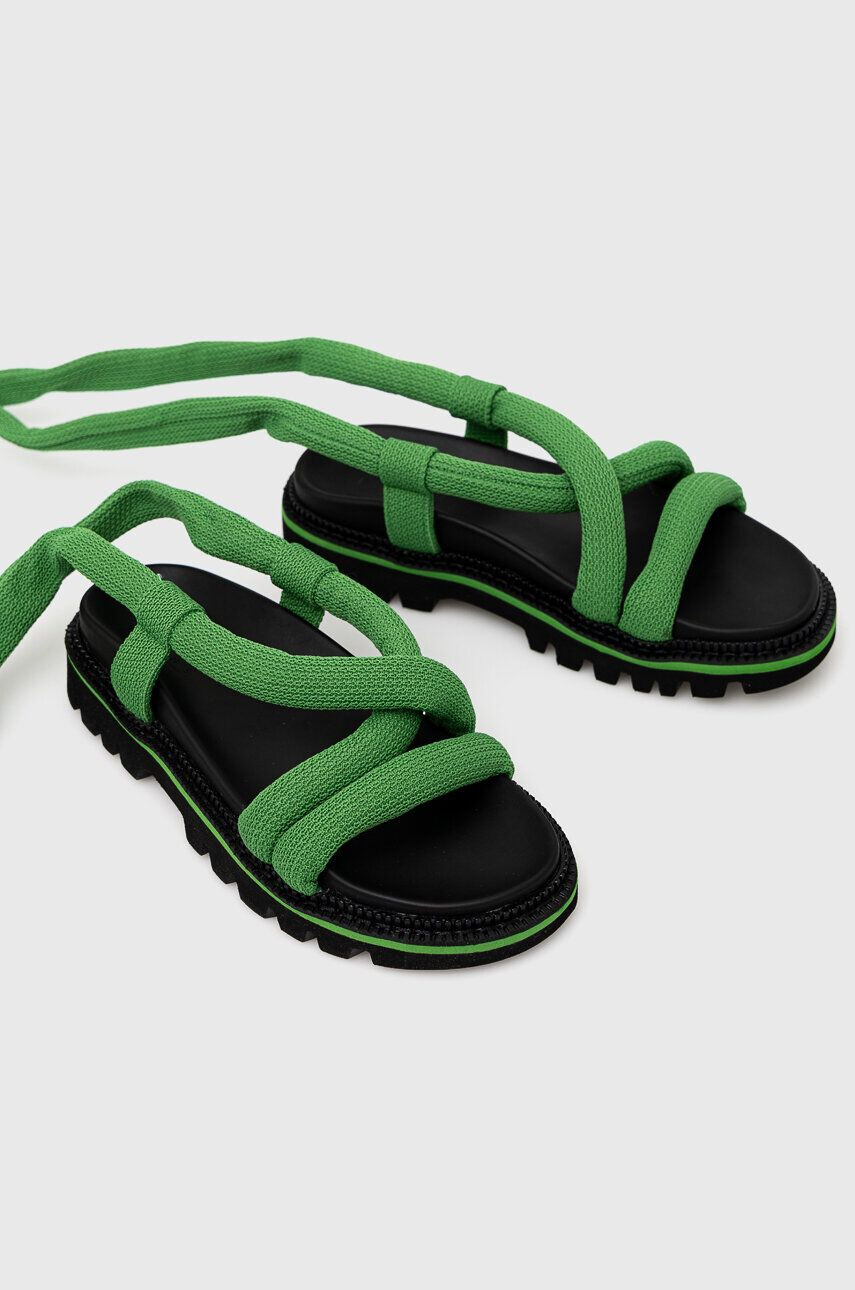 Tommy Jeans sandale CHUNKY SANDAL femei culoarea verde cu platforma EN0EN02073 - Pled.ro