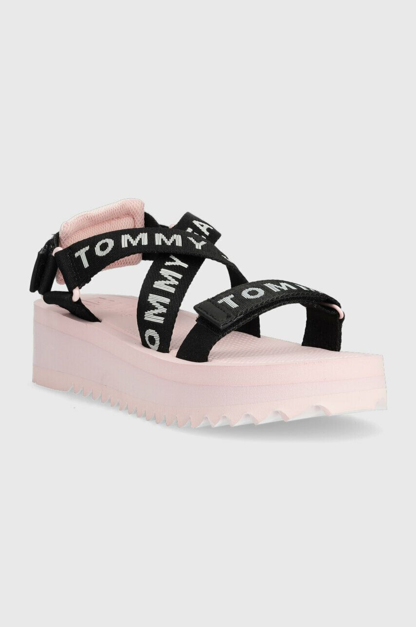 Tommy Jeans sandale FLTFRM EVA SNDL femei culoarea negru cu platforma EN0EN02119 - Pled.ro