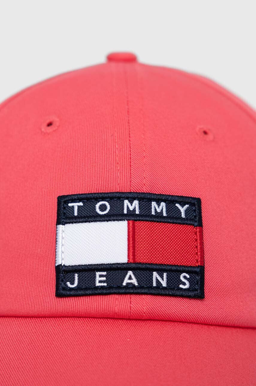 Tommy Jeans șapcă de baseball din bumbac culoarea roz cu imprimeu - Pled.ro